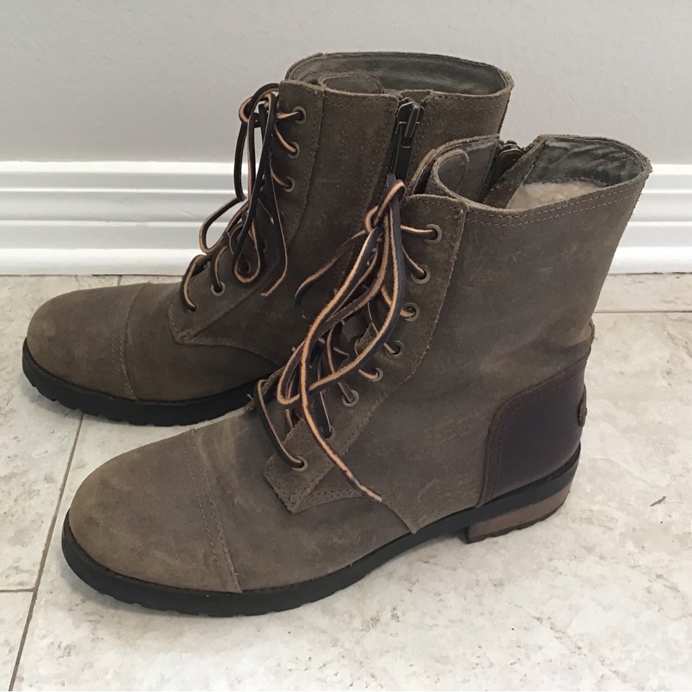 Ugg Womens Kilmer Ii Round Toe Block Heel Leather Fleece Lined Waterproof Boots